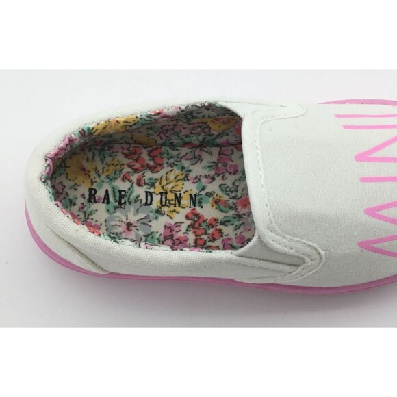 Rae Dunn Mini Me Girls Slip On Sneakers Floral Insole Toddler 9 NIB Pink White🏷 - Picture 8 of 9